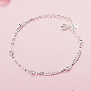 *NEW 925 Sterling Silver Layered Bead Bracelet